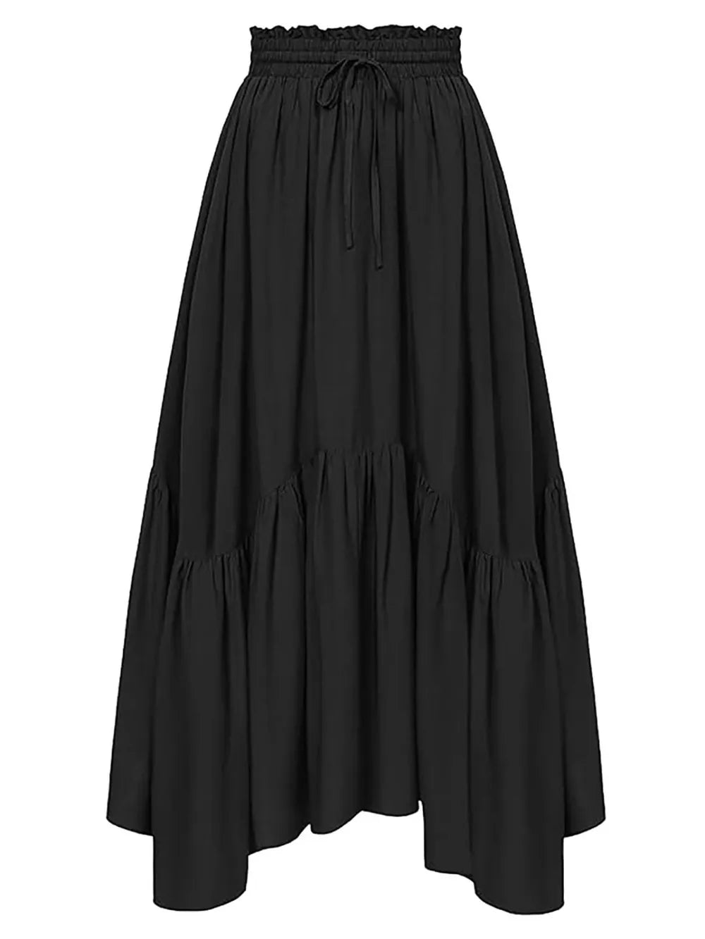 Smocked Waist Band Ruched Layered Skirt (2)