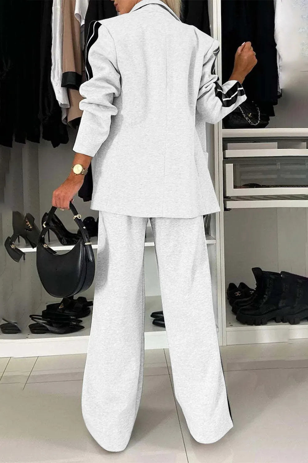 Full Size Contrast Lapel Collar Top Pants Set (13)