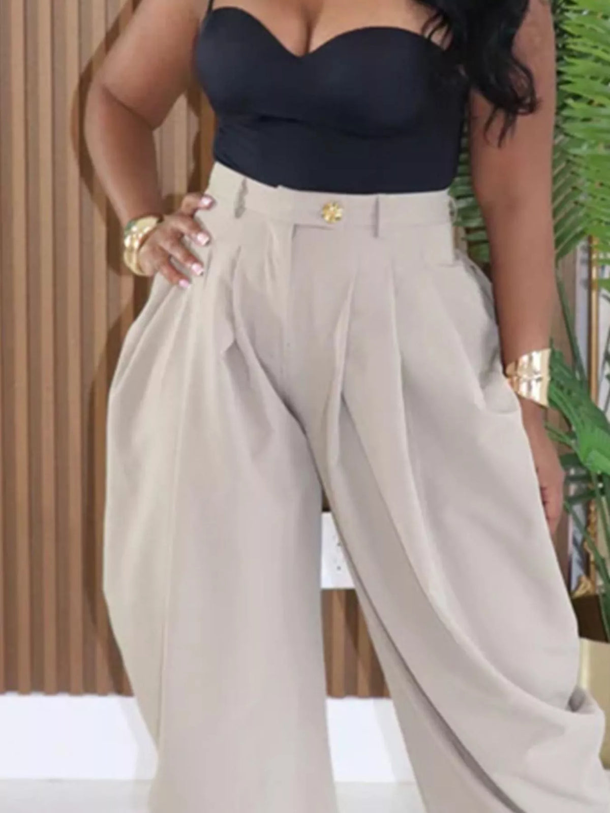 High-waisted Wide Leg Pleated Pants (14)