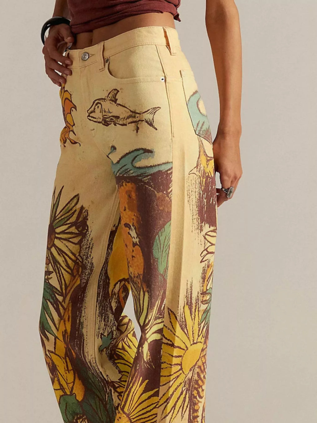 Printed Wide Leg Jeans (7)