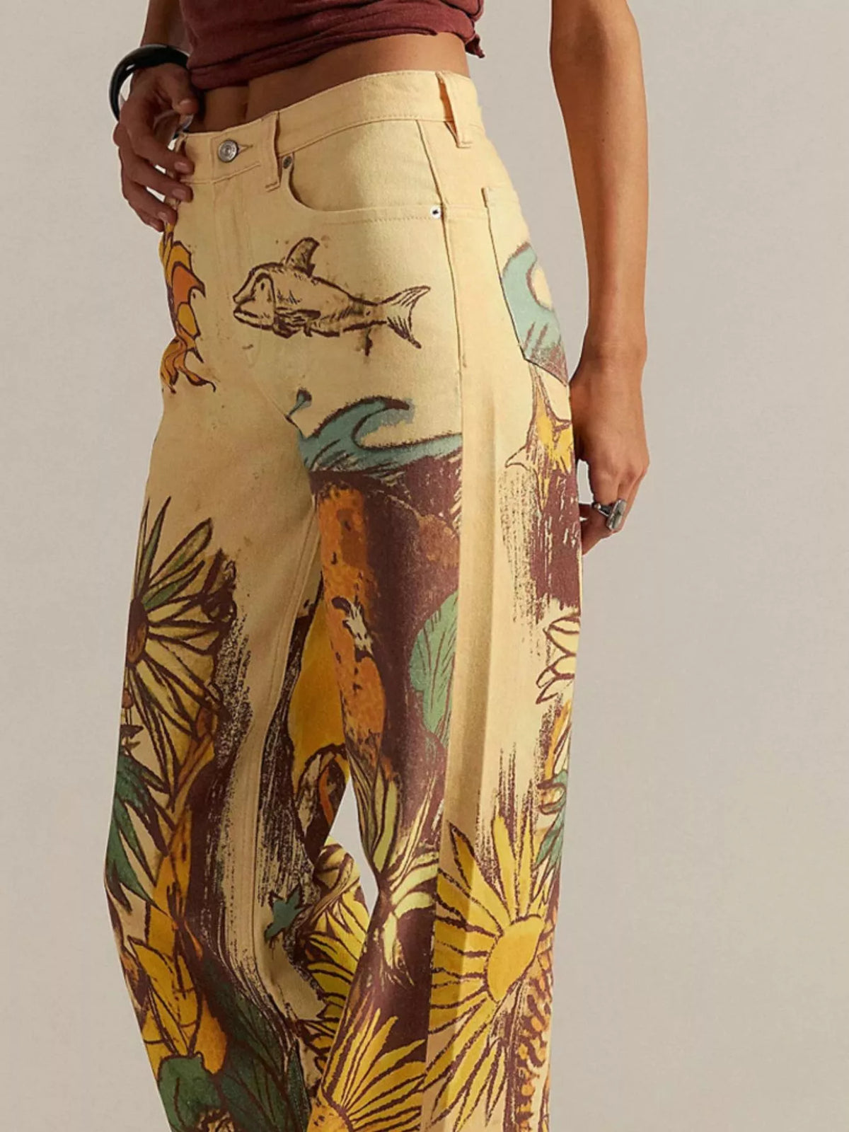 Printed Wide Leg Jeans (7)