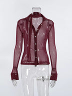 Button Down Long Sleeve Shirt Scarf (6)