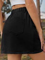 Pocketed Buttoned Mini Denim Skirt (7)