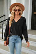 V-neck Long Sleeve T-shirt (7)