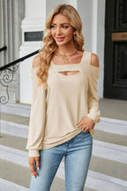 Cold Shoulder Square Neck Cutout Blouse (19)