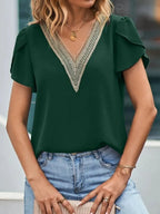 V-neck Petal Sleeve Blouse (3)