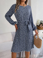 Ditsy Floral Tie Waist Pleated Dress (16)