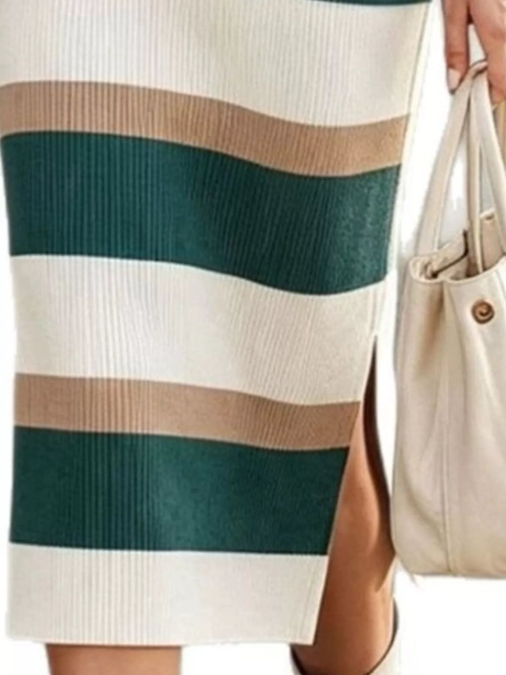 Striped Polo Collar Long Sleeve Sweater Dress (2)