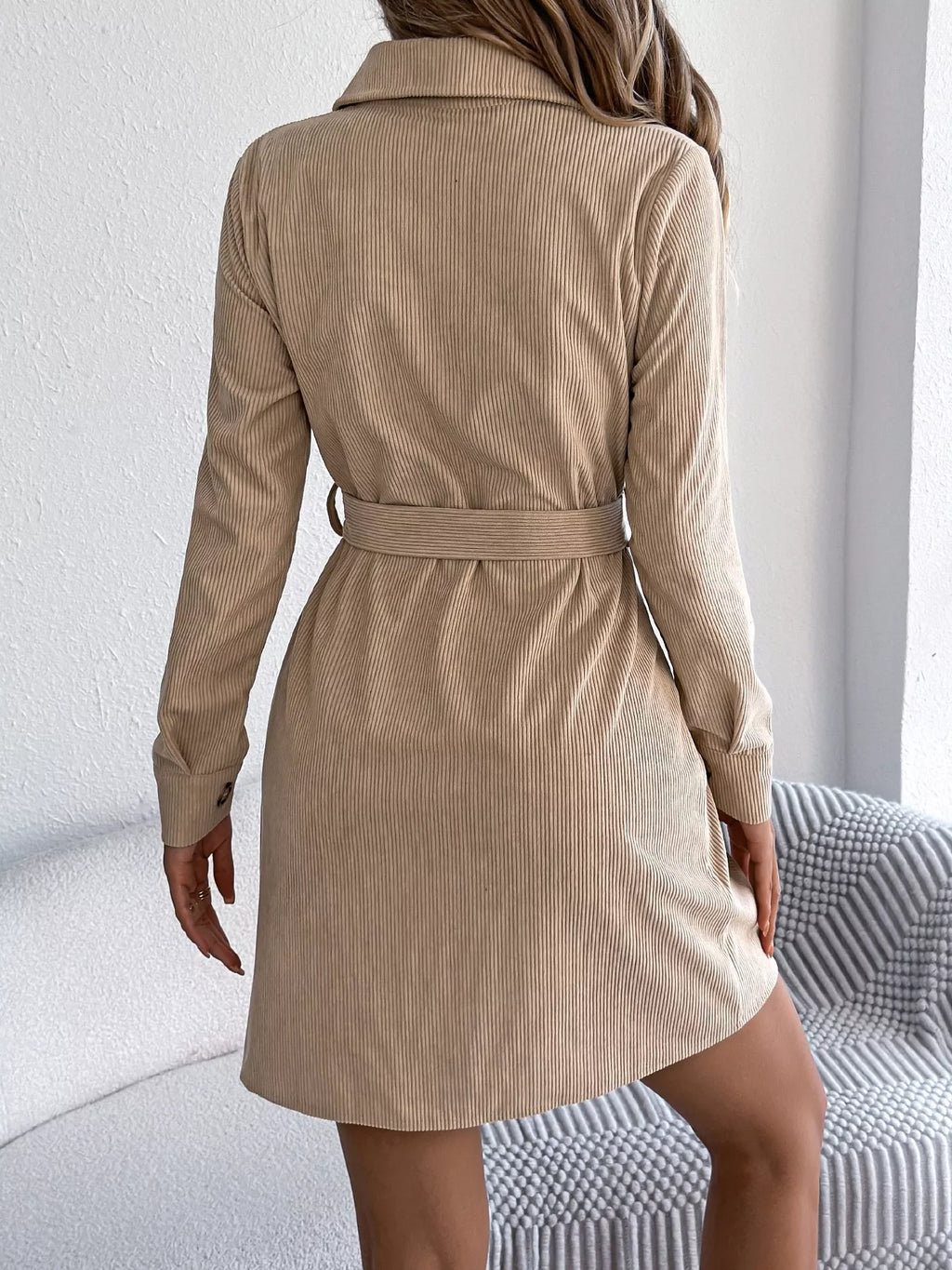 Button-front Corduroy Shirt Dress (9)