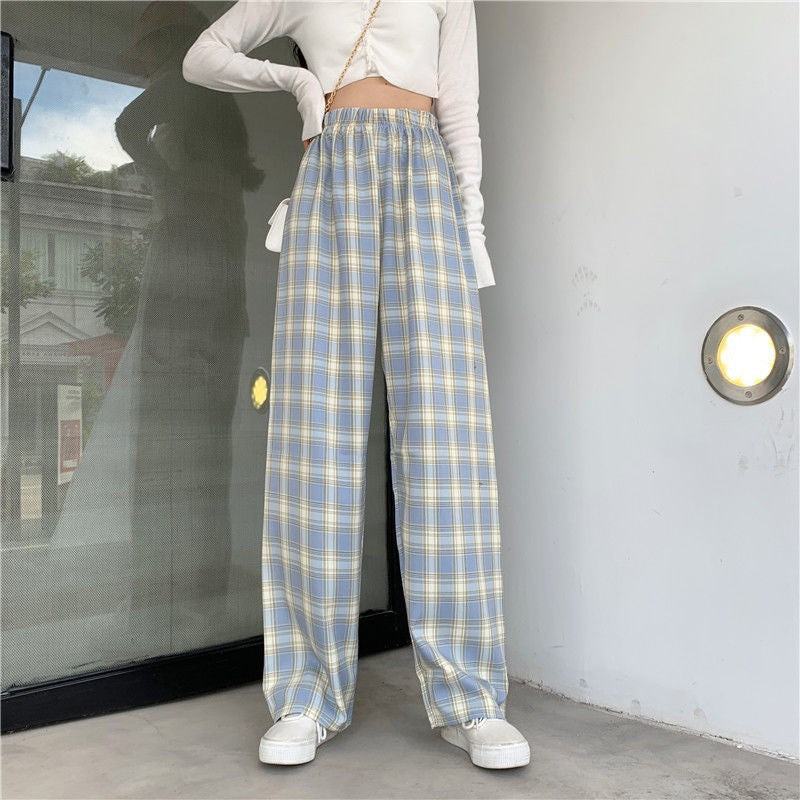 Plaid Wide Leg Pants Casual variant CJKT135150104DW