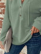 Waffle Knit Button Detail Hoodie (35)