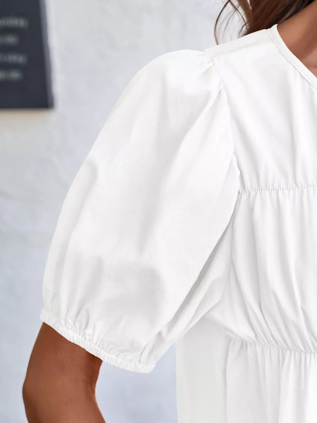 Ruched Tiered Puff Sleeve Blouse (6)