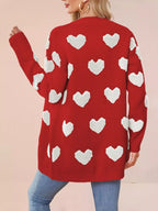 Heart Pattern V-neck Button-down Knit Cardigan (3)