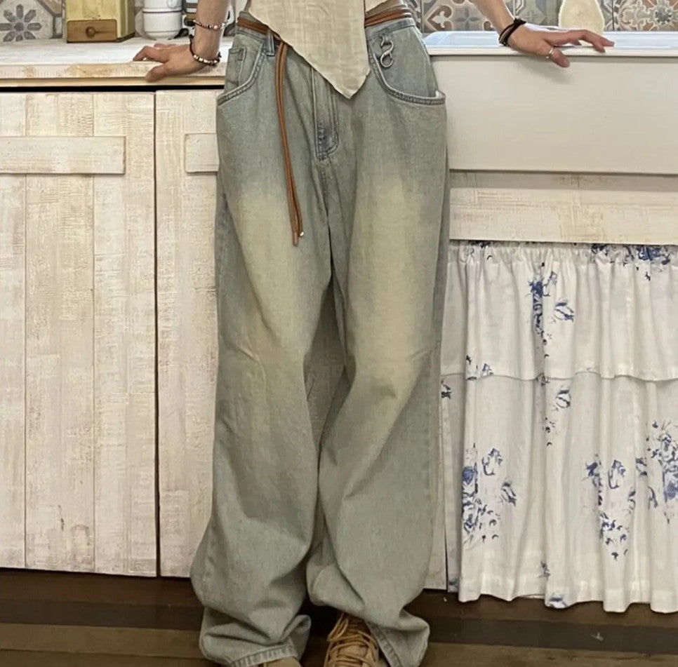 Straight Cylinder Floor Mopping Baggy Jeans variant CJNZ170418401AZ|CJNZ170418402BY|CJNZ170418403CX|CJNZ170418404DW