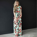 Flower Print Maxi Dress variant CJNSSYLY00207-Green-XL|CJNSSYLY00207-Green-M|CJNSSYLY00207-Green-XXL|CJNSSYLY00207-Green-3XL|CJNSSYLY00207-Green-S|CJNSSYLY00207-Green-L