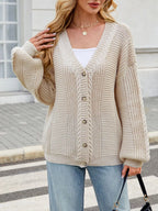 Cable Knit Button-up Cardigan (2)