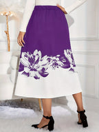 Floral Print A-line Midi Skirt (2)