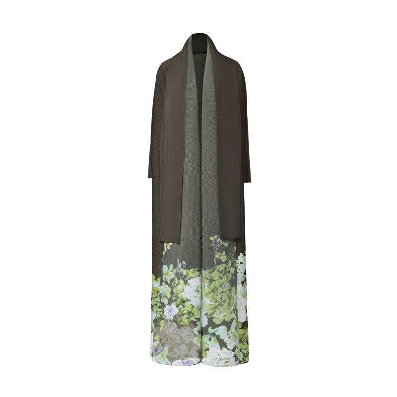 Printed Long Sleeve Scarf Cardigan Dress variant CJLY228221101AZ