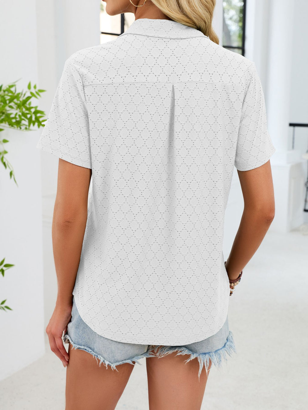 Eyelet Short Sleeve Blouse (8)