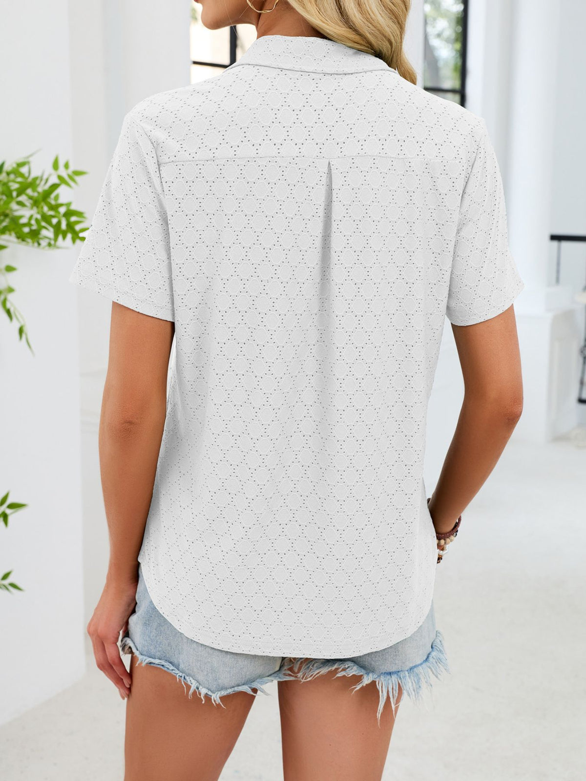 Eyelet Short Sleeve Blouse (8)