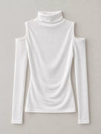 Mock Neck Cold-shoulder Slim-fit T-shirt (5)