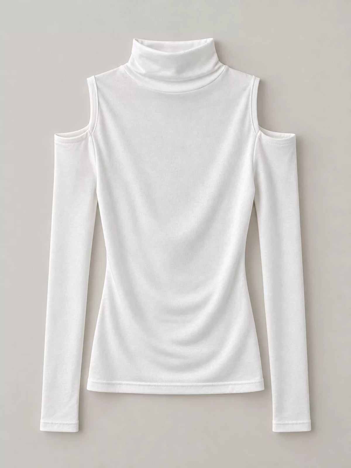 Mock Neck Cold-shoulder Slim-fit T-shirt (5)