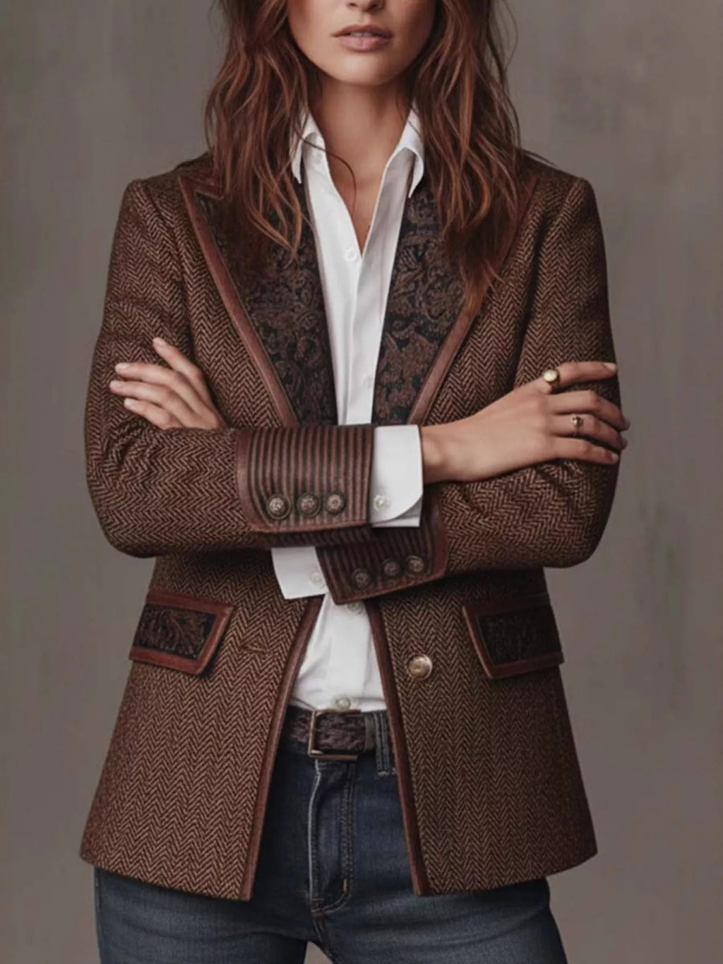 Full Size Lapel Collar Slim Fit Blazer Plus (2)