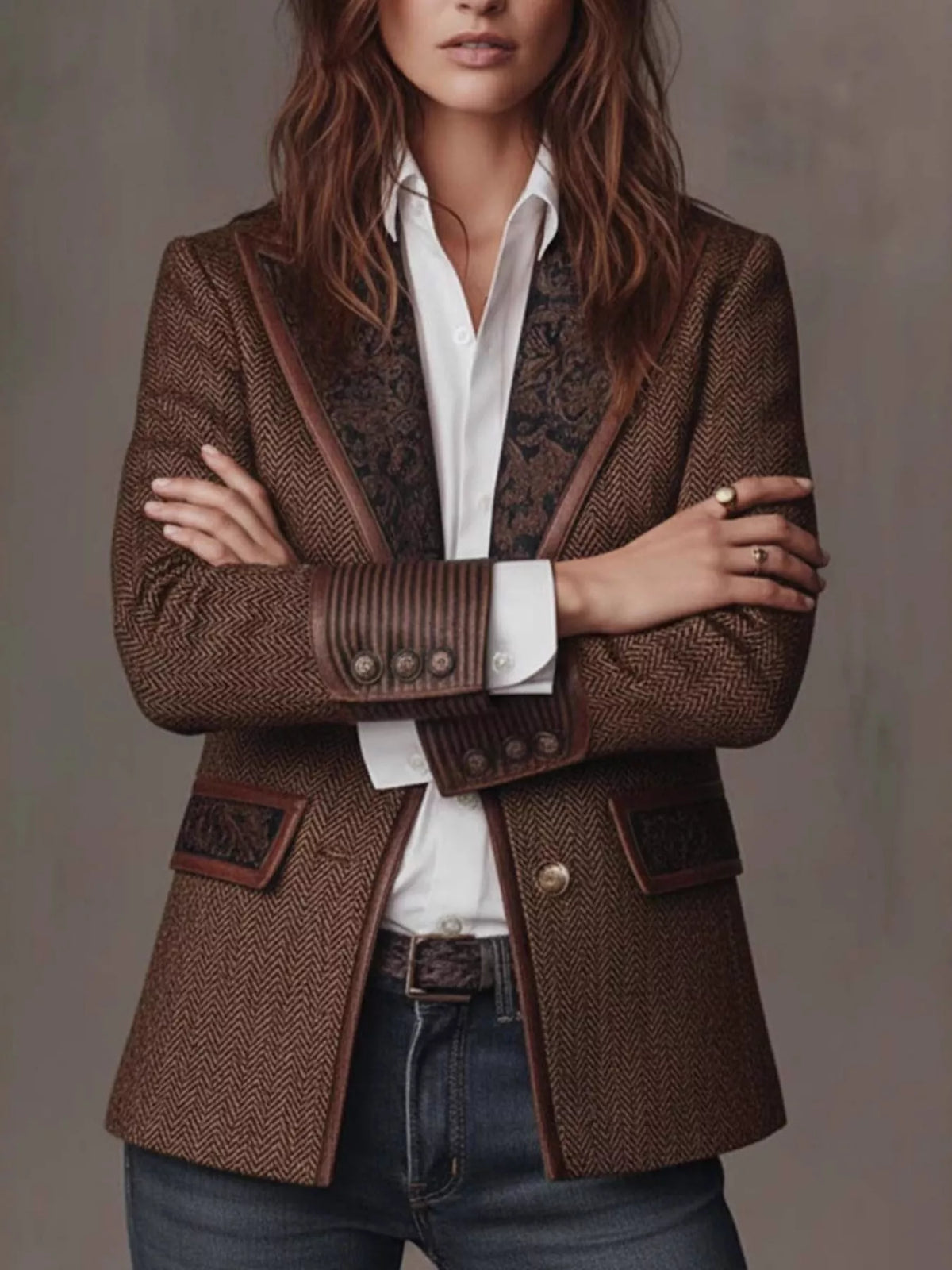 Full Size Lapel Collar Slim Fit Blazer Plus (2)