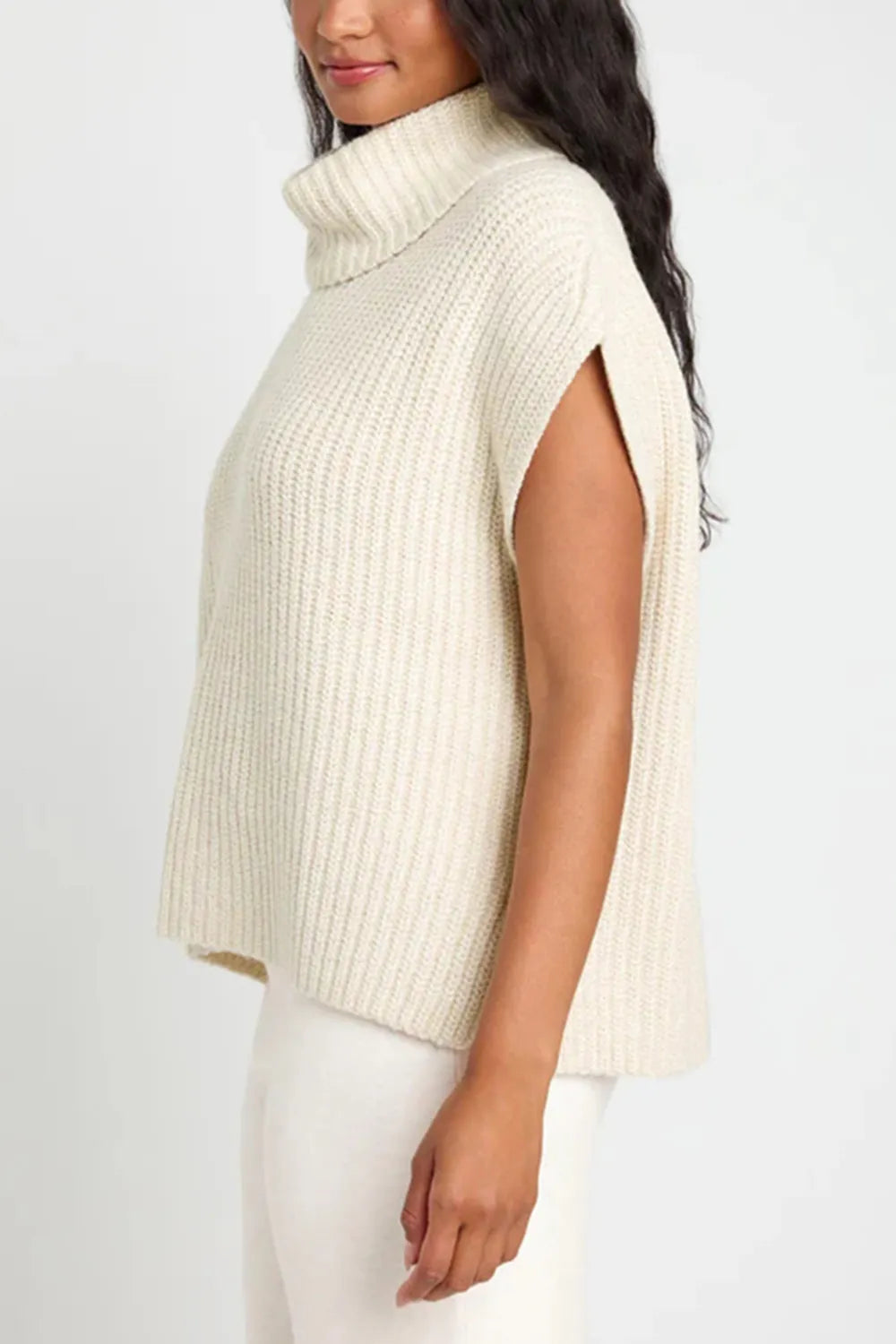Slit Turtleneck Cap Sleeve Sweater (14)