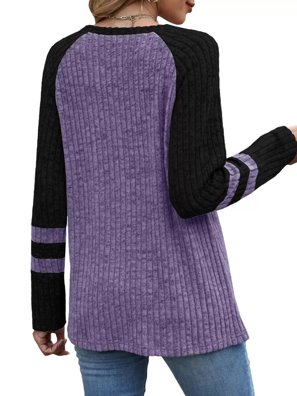 Ribbed Knit Raglan Long Sleeve T-shirt (14)
