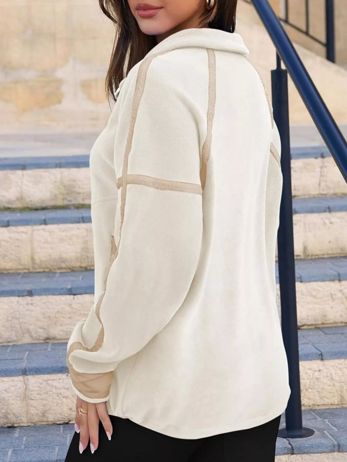 Half Zip Dropped Shoulder Sweatshirt (18)
