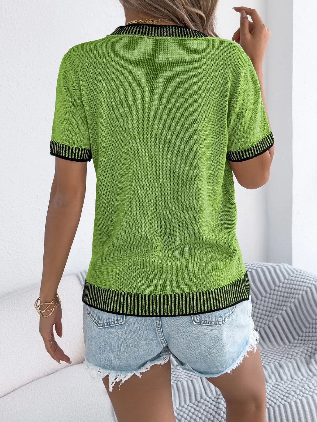 Round Neck Short Sleeve Knit Top (6)