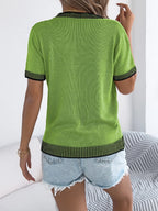 Round Neck Short Sleeve Knit Top (6)