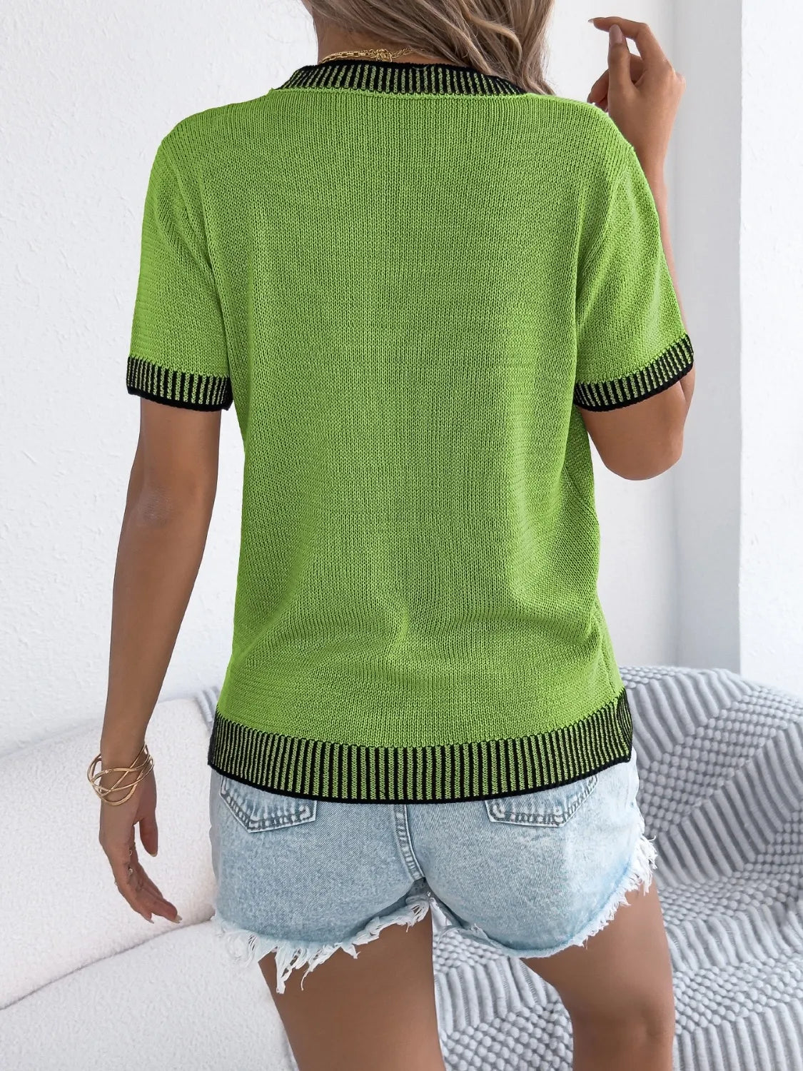 Round Neck Short Sleeve Knit Top (6)