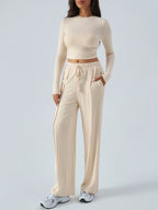 Round Neck Long Sleeve Top Pants Set (2)