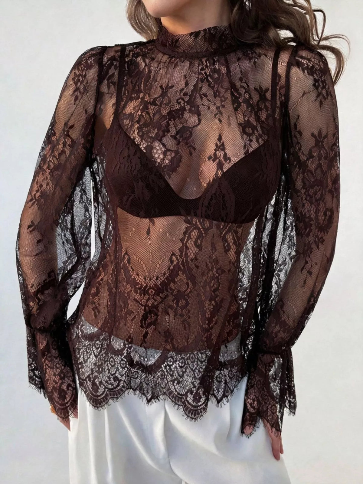 Lace Flounce Sleeve Top (10)
