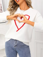 Valentine's Day Heart Graphic Dropped Shoulder Sweater (8)