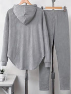 Textured Long Sleeve Hoodie Pants Set (20)