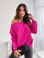 Asymmetrical Neck Buttoned Top (5)