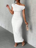 Asymmetrical One Shoulder Bodycon Maxi Dress (5)
