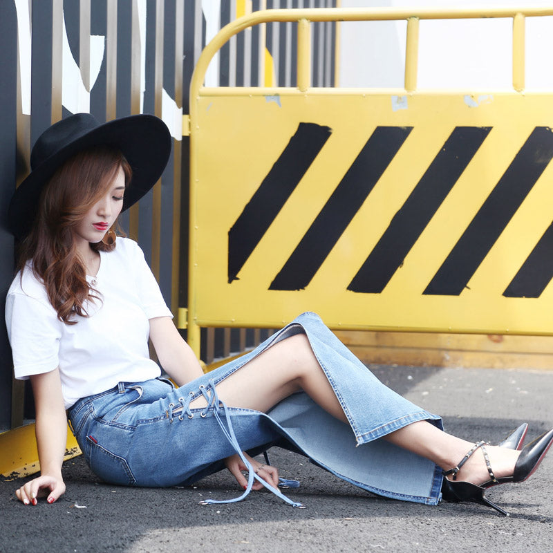 Oversized High-rise Side Wide-leg Jeans photo 4