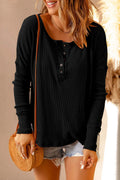 Full Size Half Button Drop Shoulder T-shirt (5)