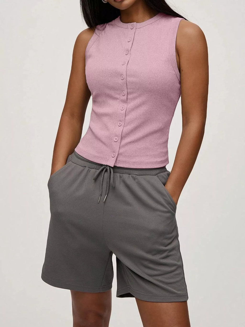 Ribbed Button-front Sleeveless Tank (7)