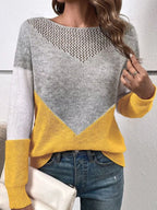Openwork Block Long Sleeve Sweater (9)
