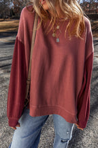 Contrast Round Neck Long Sleeve Sweatshirt (7)
