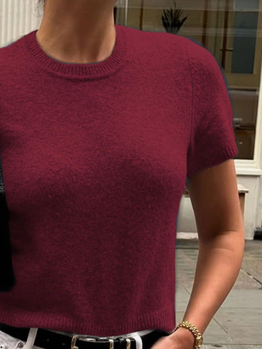 Round Neck Short Sleeve Sweater (9)