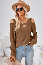 Cutout Square Neck Cold Shoulder T-shirt (19)