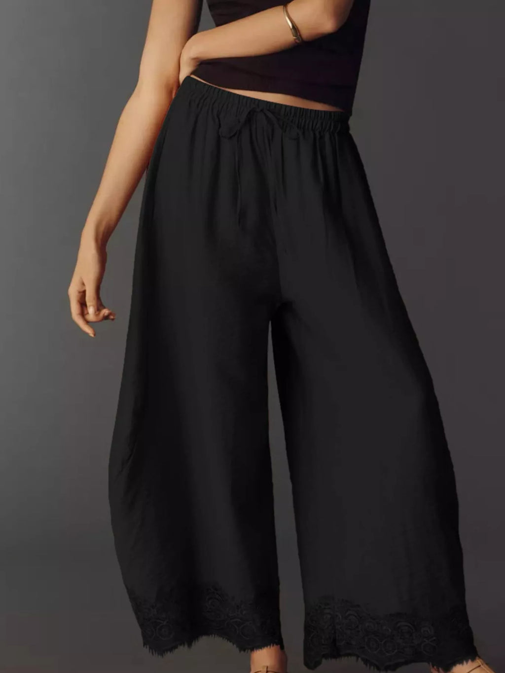 Drawstring Wide Leg Pants (30)