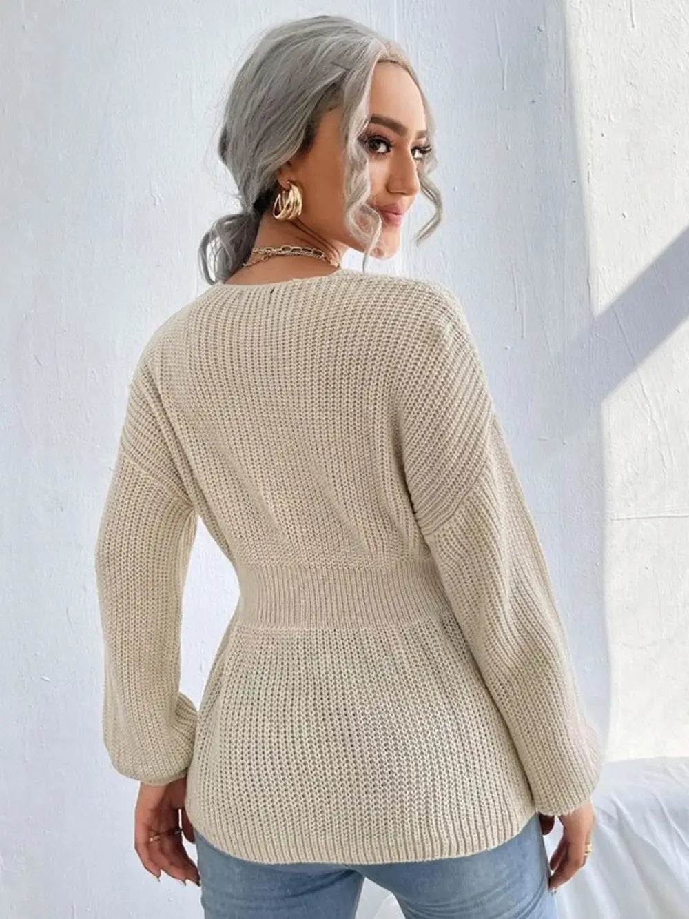 Notched Dropped Shoulder Knit Top (14)