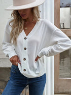 V-neck Dropped Shoulder Blouse
